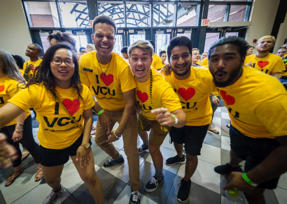 Students wearing I love VCU t-shirts